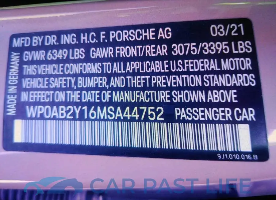 WP0AB2Y16MSA44752# 9