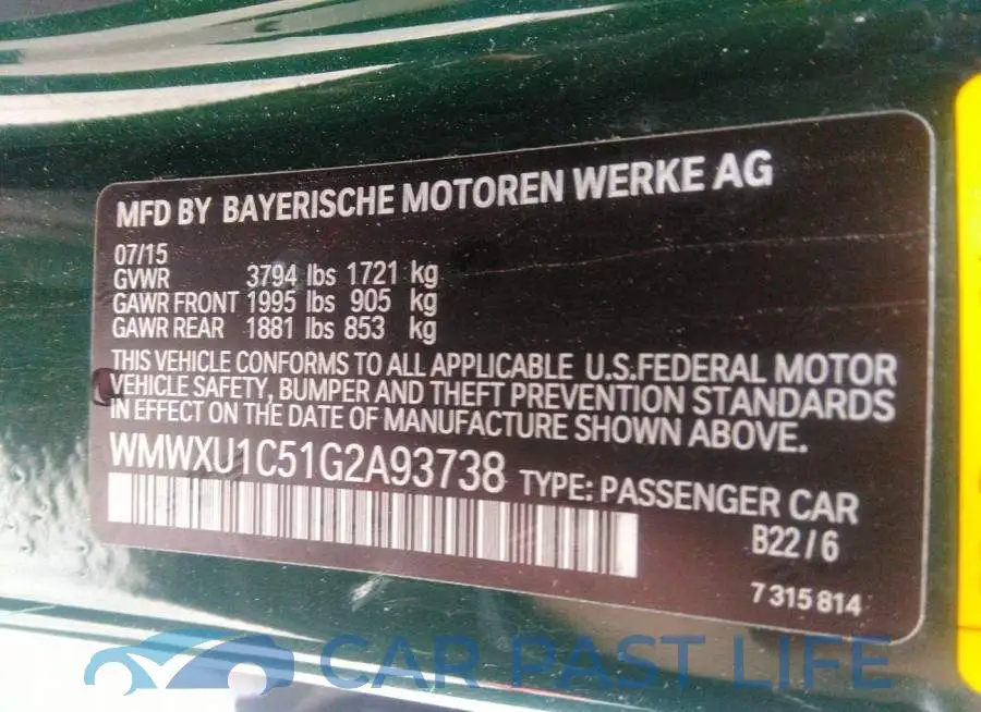 WMWXU1C51G2A93738# 9
