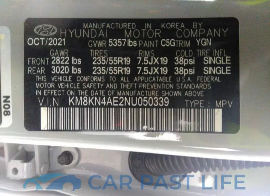 KM8KN4AE2NU050339# 9