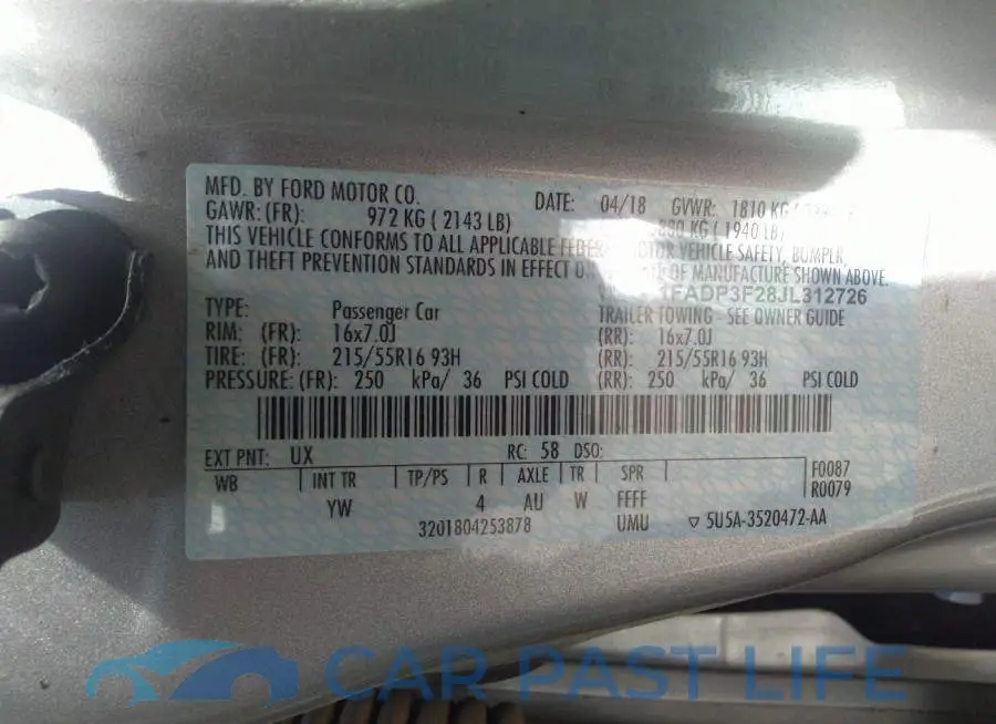 1FADP3F28JL312726# 9