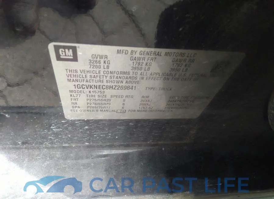 1GCVKNEC8HZ269841# 9