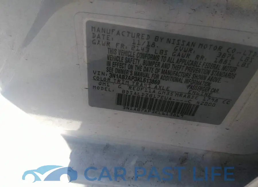 3N1AB7AP3KL613869# 9