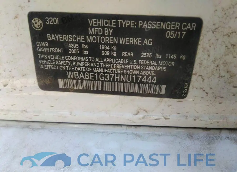 WBA8E1G37HNU17444# 9