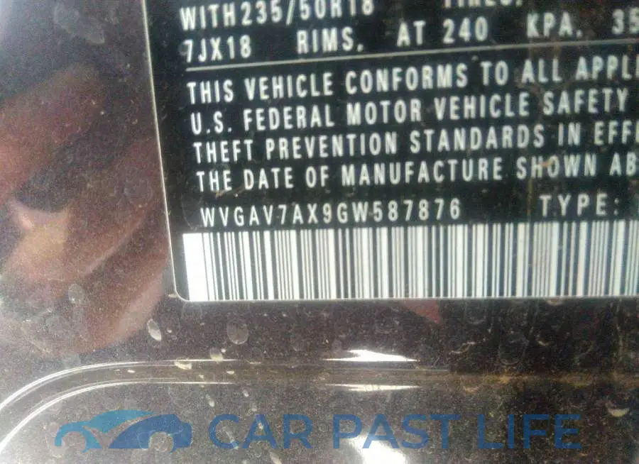WVGAV7AX9GW587876# 9