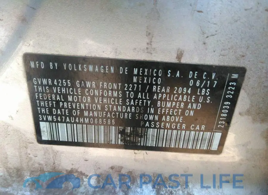 3VW547AU4HM068585# 9