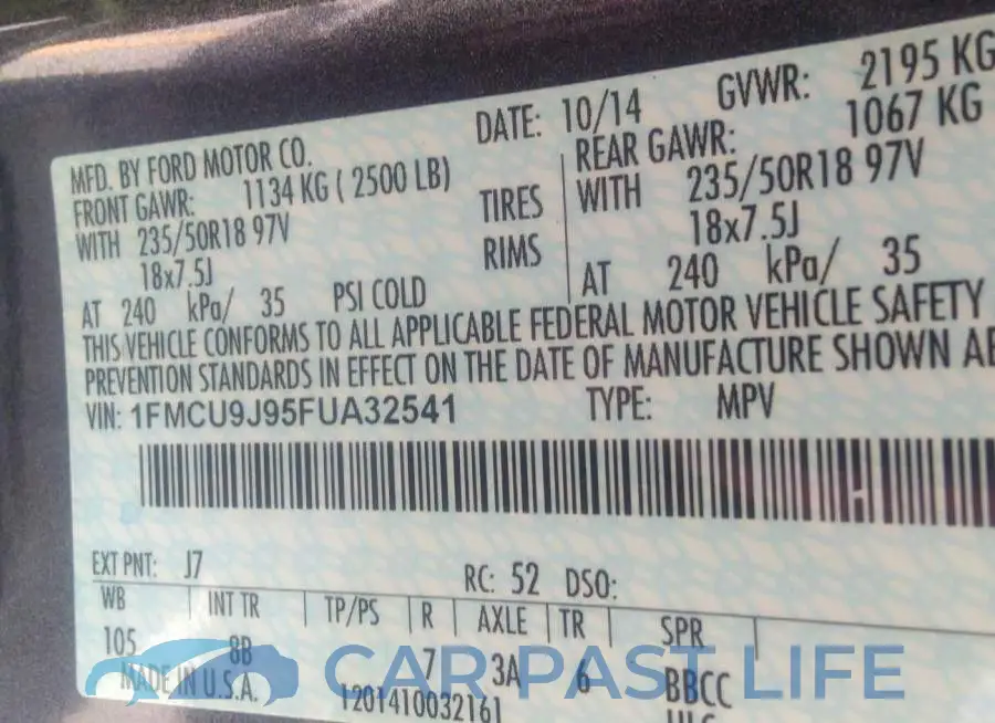 1FMCU9J95FUA32541# 9