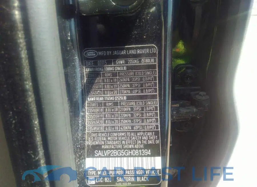 SALVP2BG5GH081394# 9