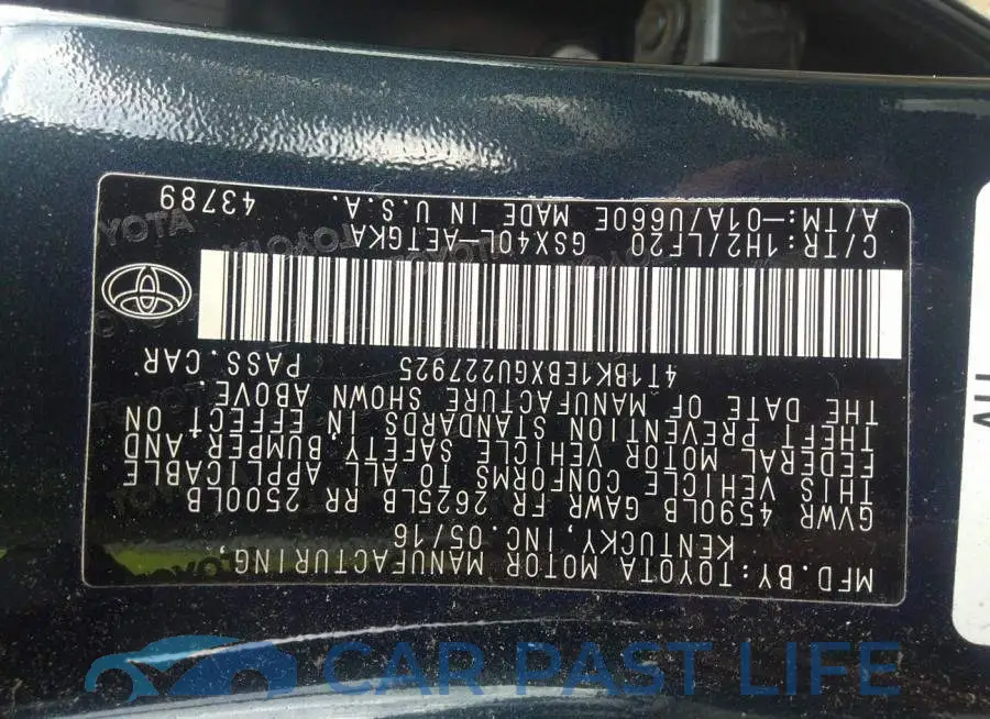 4T1BK1EBXGU227925# 9
