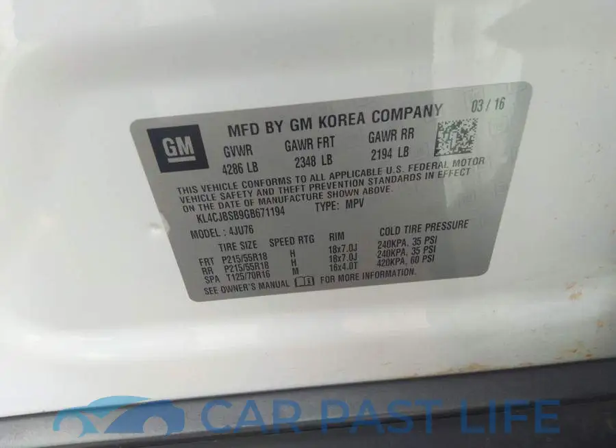 KL4CJBSB9GB671194# 9