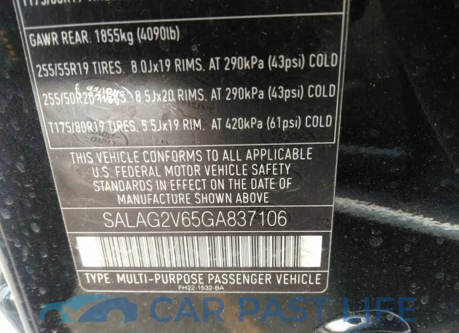 SALAG2V65GA837106# 9