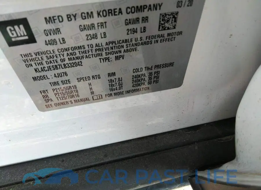 KL4CJESB7LB332042# 9