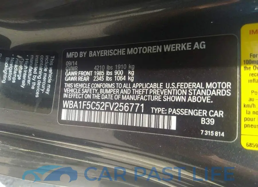 WBA1F5C52FV256771# 9