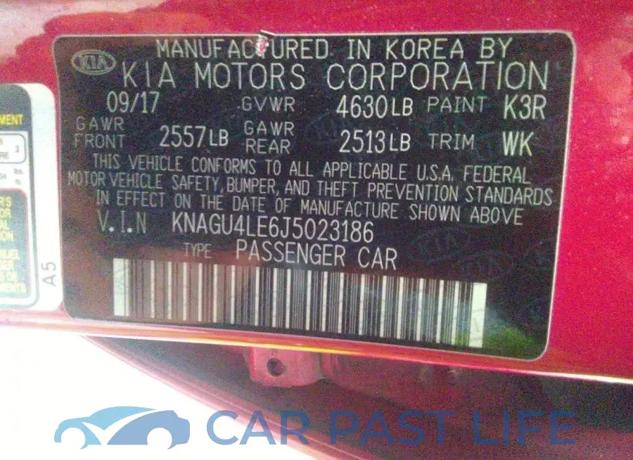 KNAGU4LE6J5023186# 9