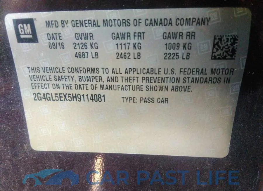 2G4GL5EX5H9114081# 9
