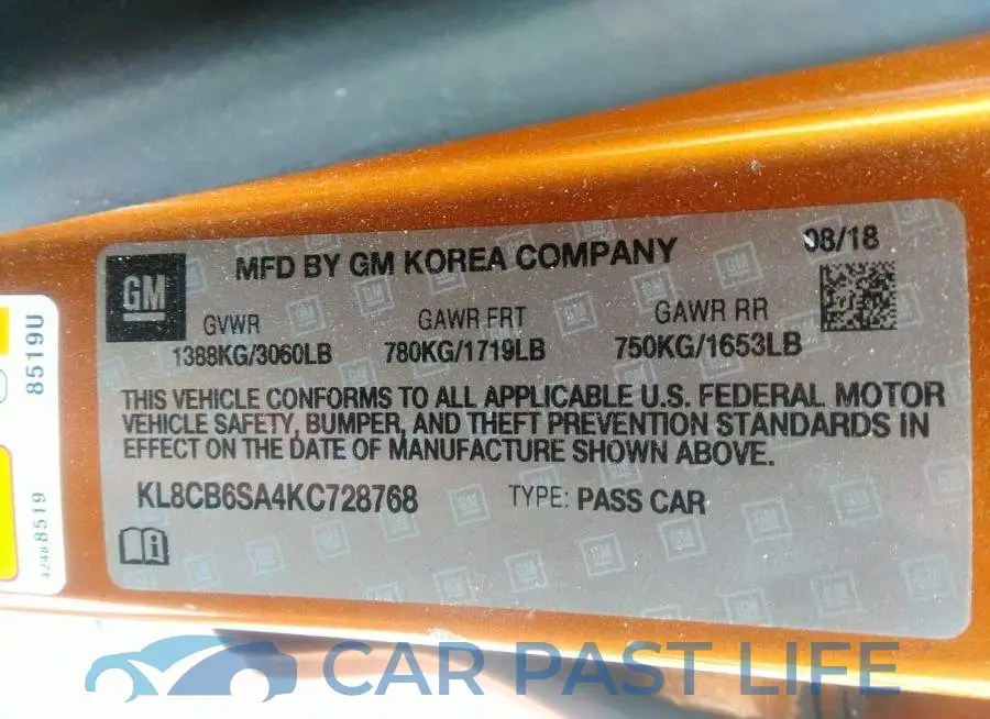 KL8CB6SA4KC728768# 9