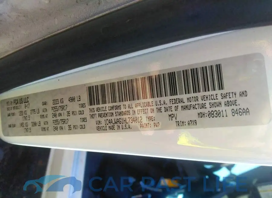 1C4AJWAG1HL734012# 9