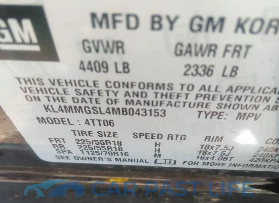 KL4MMGSL4MB043153# 9