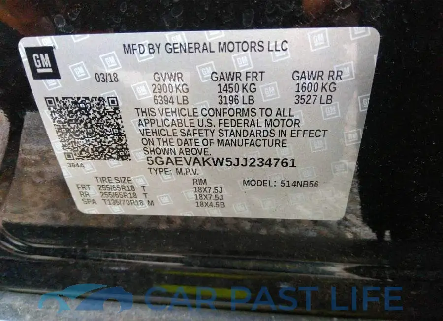 5GAEVAKW5JJ234761# 9