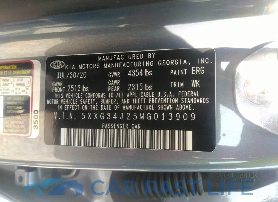 5XXG34J25MG013909# 9