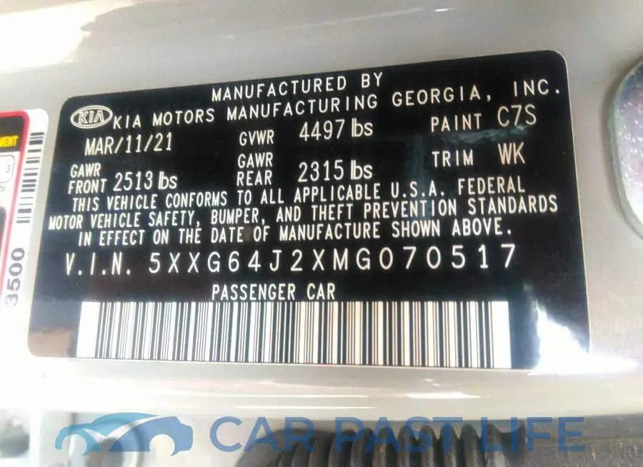 5XXG64J2XMG070517# 9