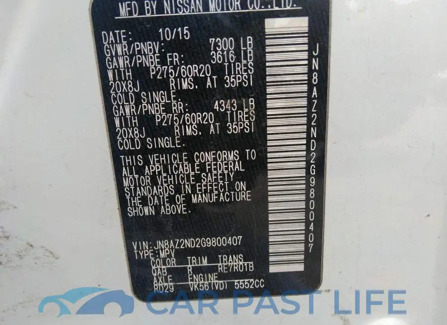 JN8AZ2ND2G9800407# 9
