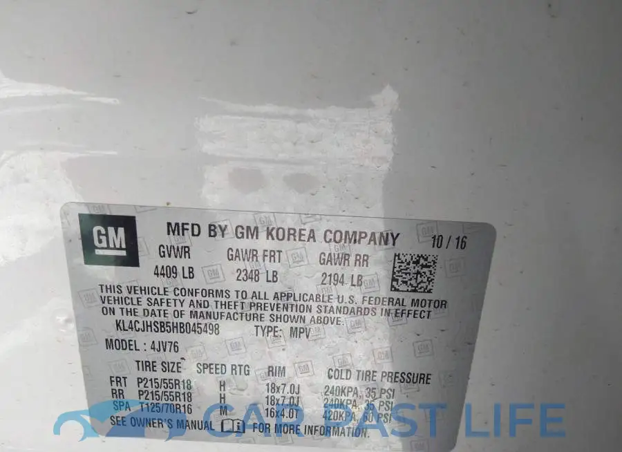 KL4CJHSB5HB045498# 9