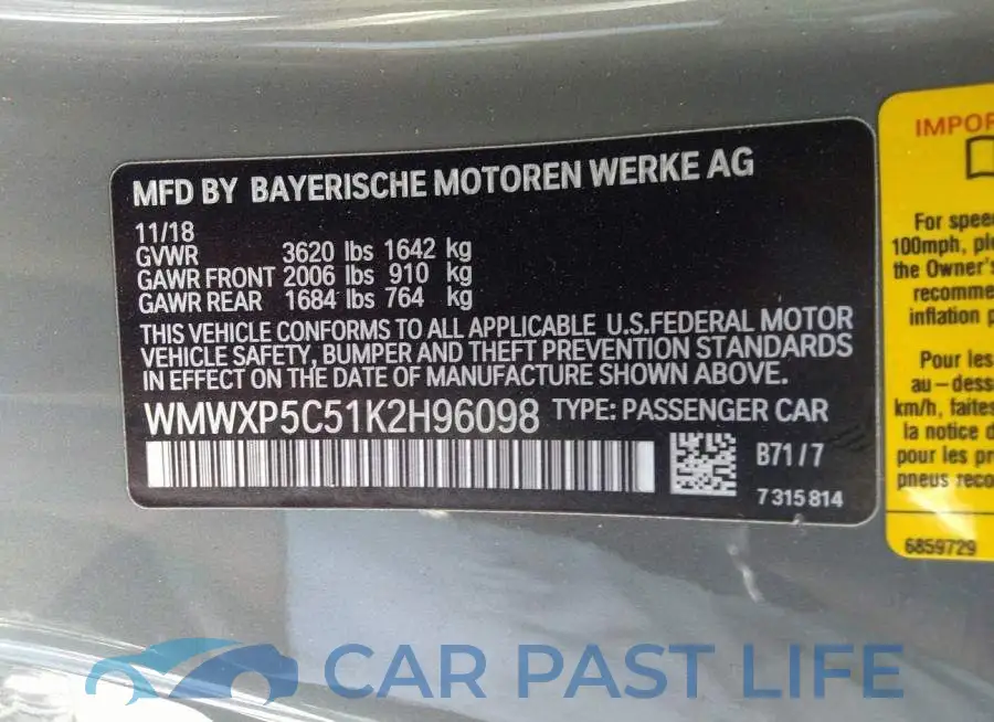 WMWXP5C51K2H96098# 9
