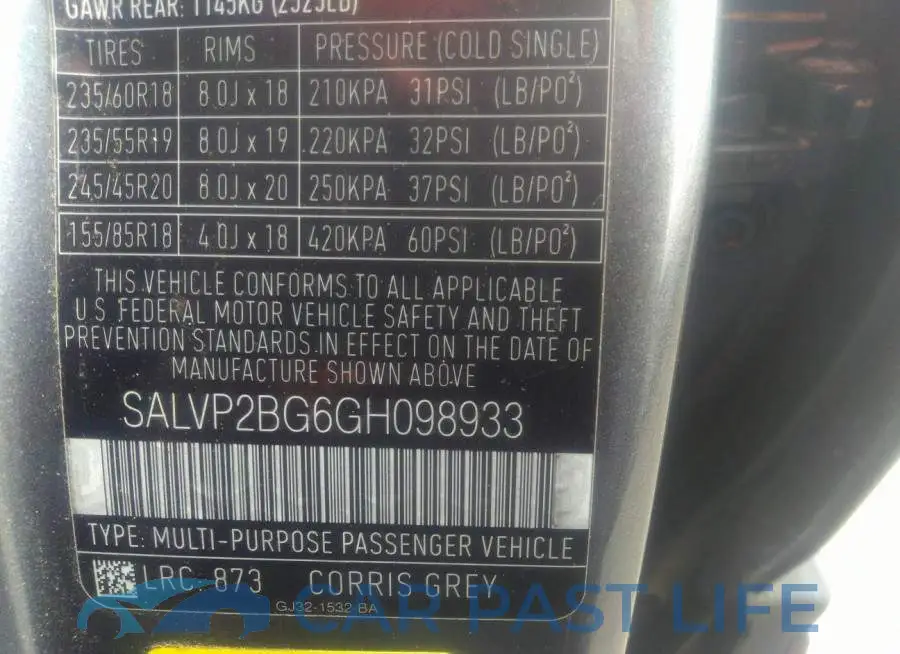 SALVP2BG6GH098933# 9