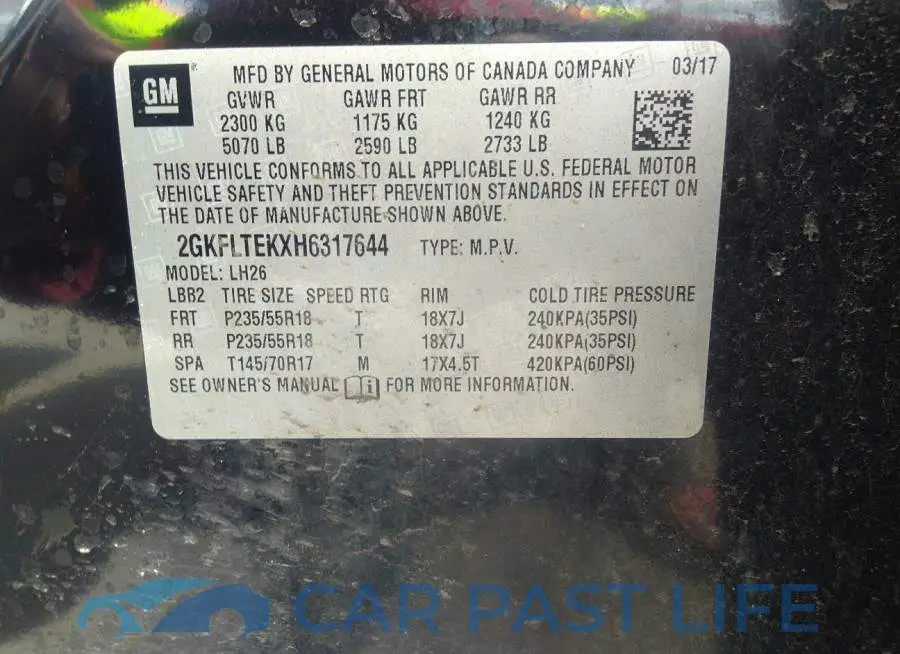 2GKFLTEKXH6317644# 9