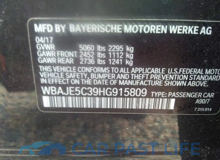 WBAJE5C39HG915809# 9