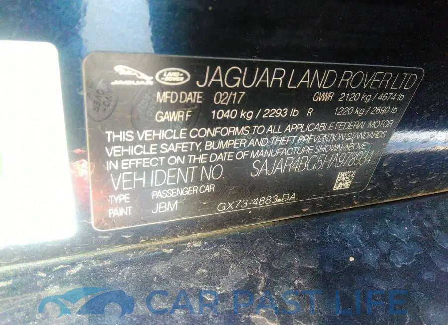 SAJAR4BG5HA978934# 9