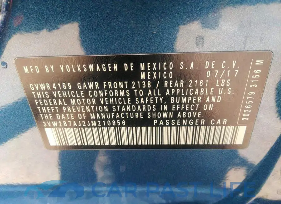 3VW2B7AJ2JM210856# 9