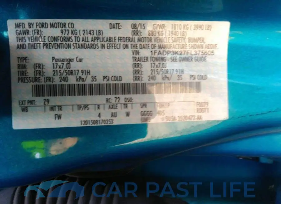 1FADP3K27FL375605# 9