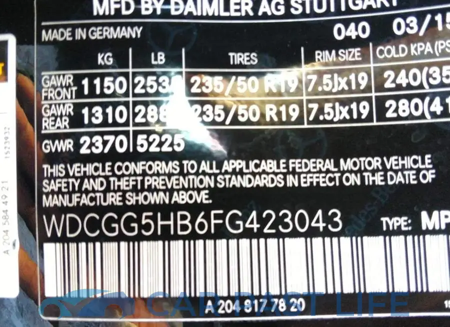 WDCGG5HB6FG423043# 9