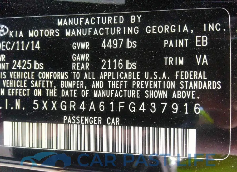 5XXGR4A61FG437916# 9