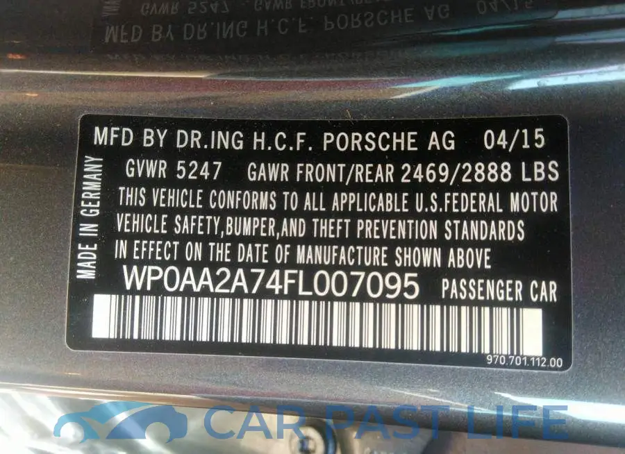 WP0AA2A74FL007095# 9