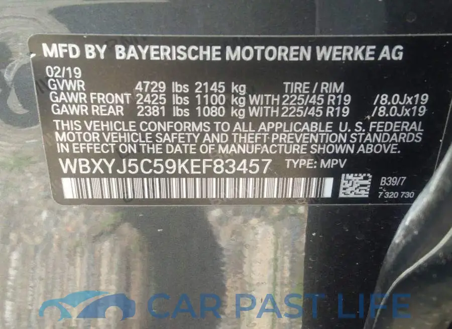 WBXYJ5C59KEF83457# 9