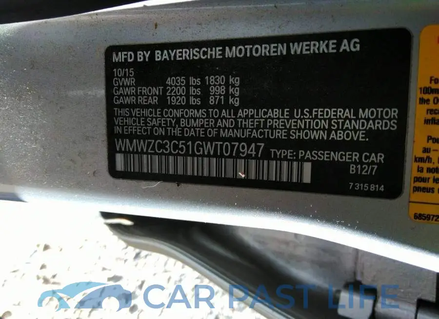 WMWZC3C51GWT07947# 9