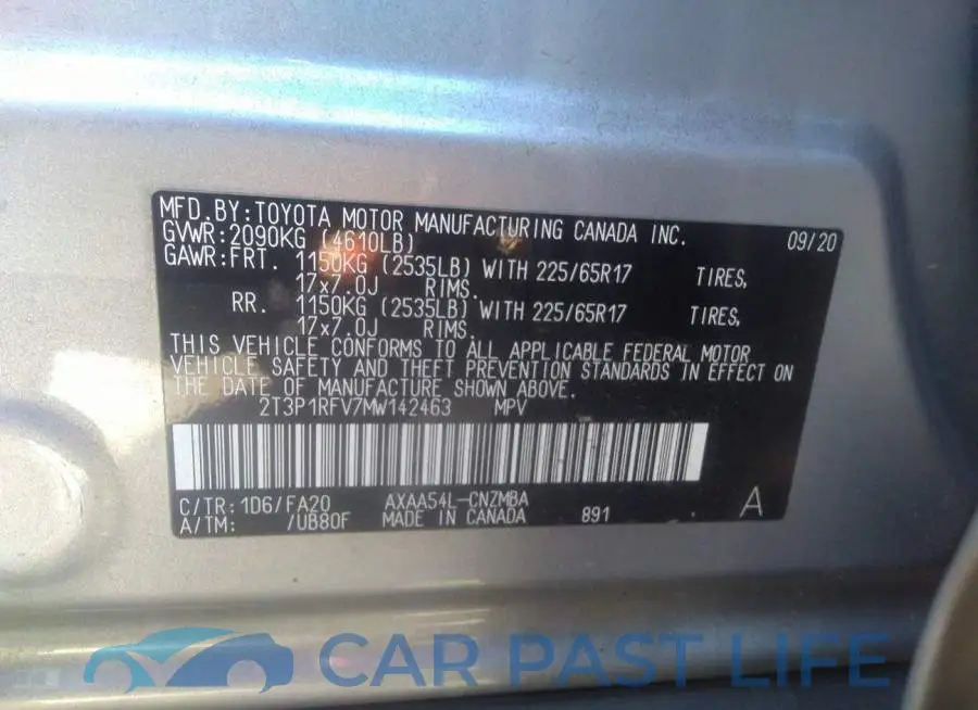 2T3P1RFV7MW142463# 9