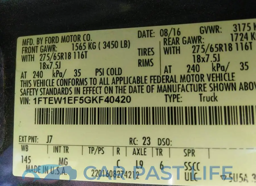 1FTEW1EF5GKF40420# 9
