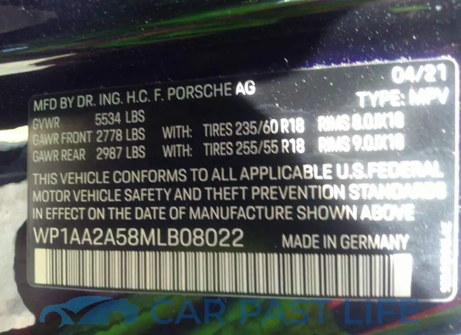 WP1AA2A58MLB08022# 9