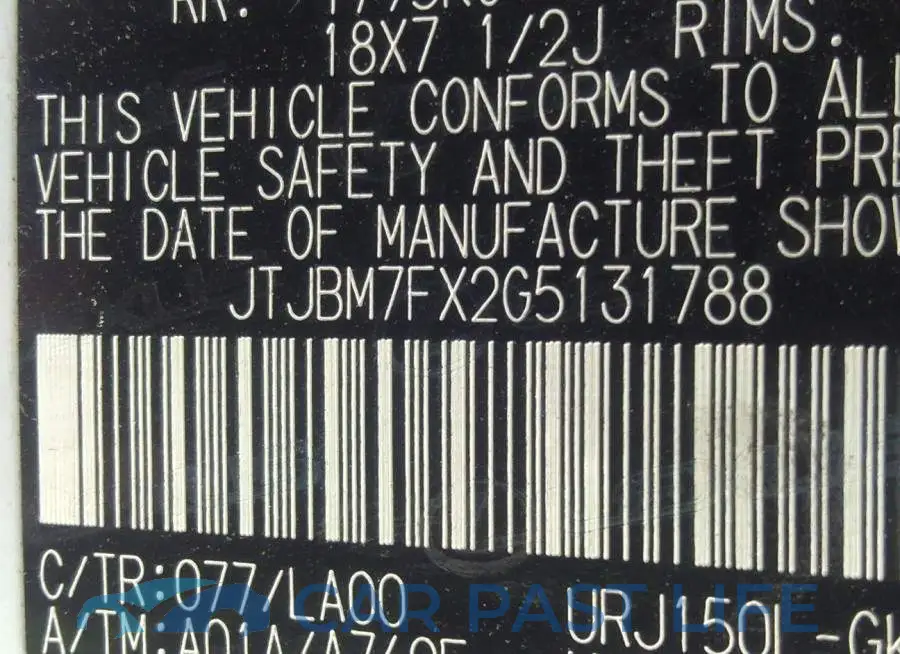 JTJBM7FX2G5131788# 9