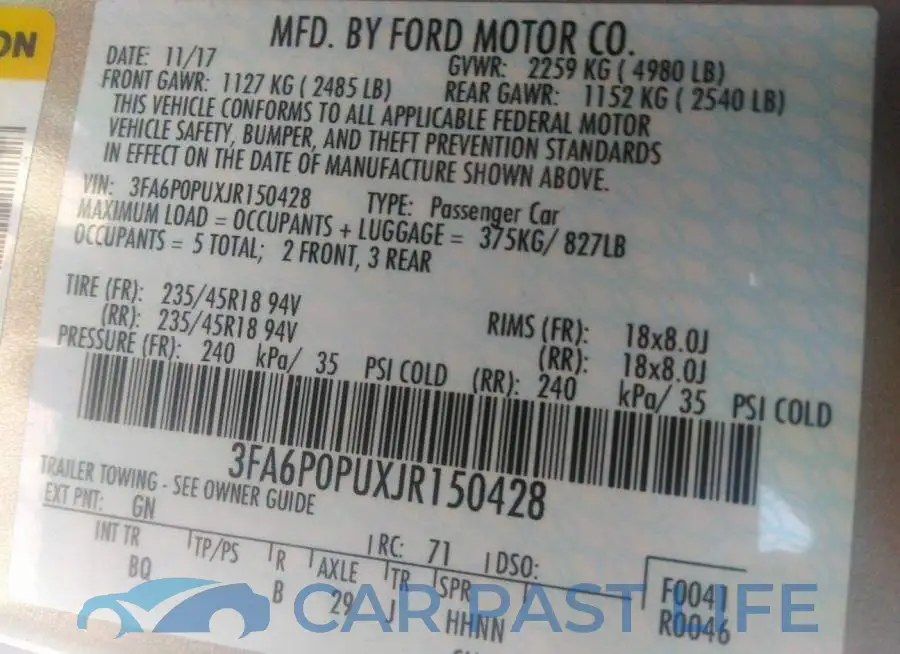 3FA6P0PUXJR150428# 9