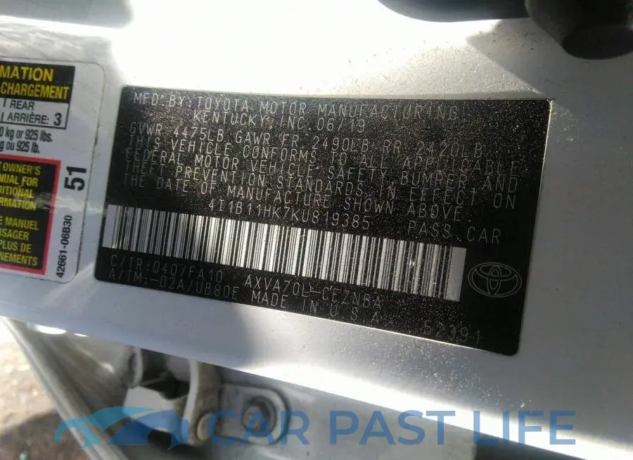 4T1B11HK7KU819385# 9
