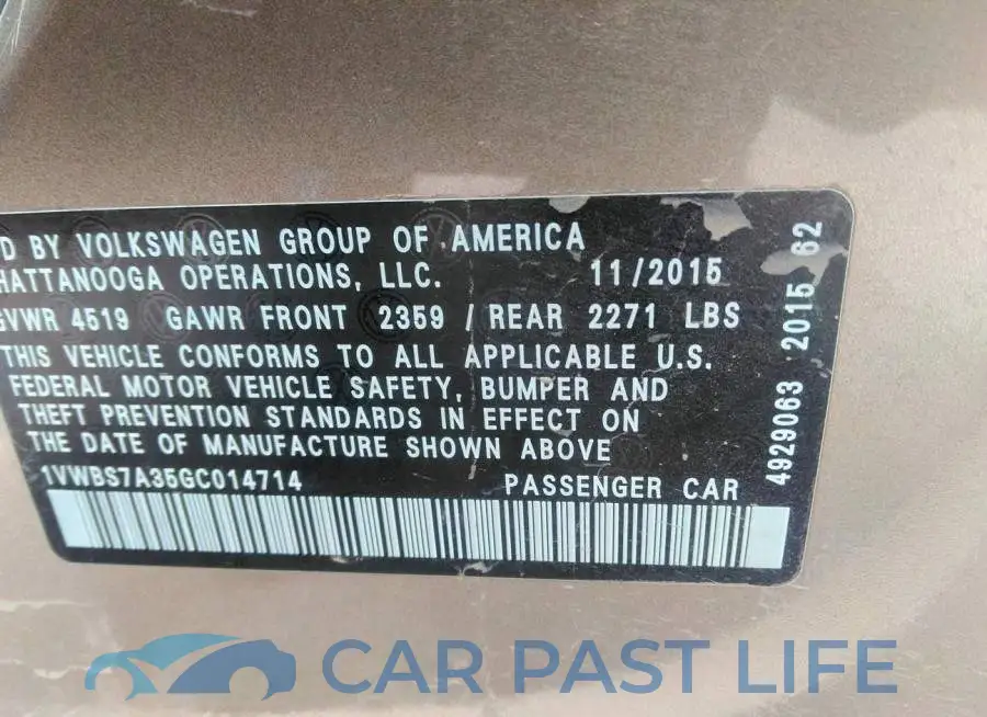 1VWBS7A35GC014714# 9