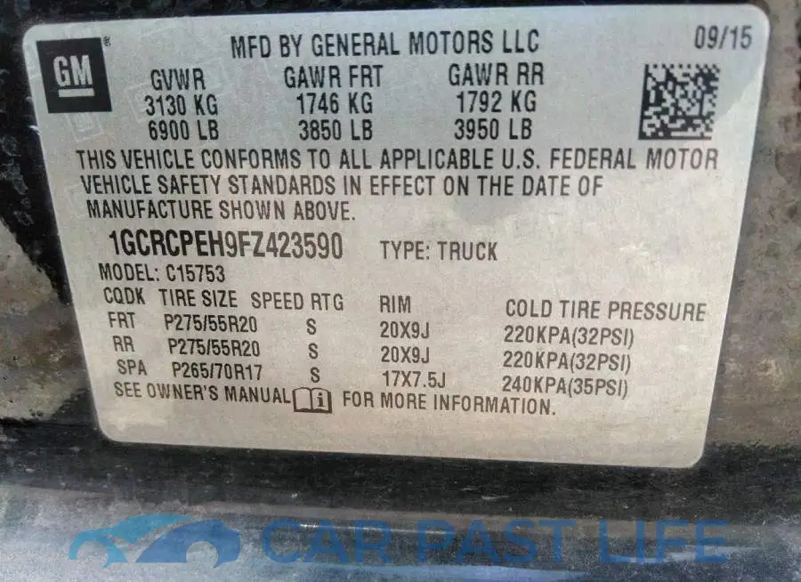 1GCRCPEH9FZ423590# 9
