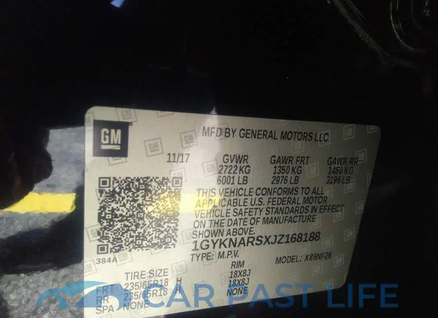 1GYKNARSXJZ168188# 9