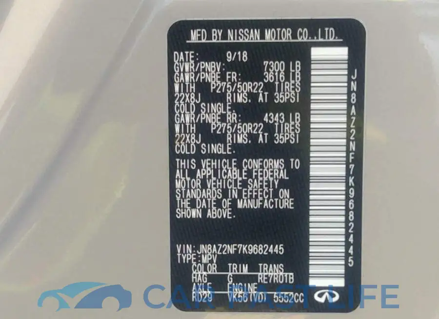 JN8AZ2NF7K9682445# 9
