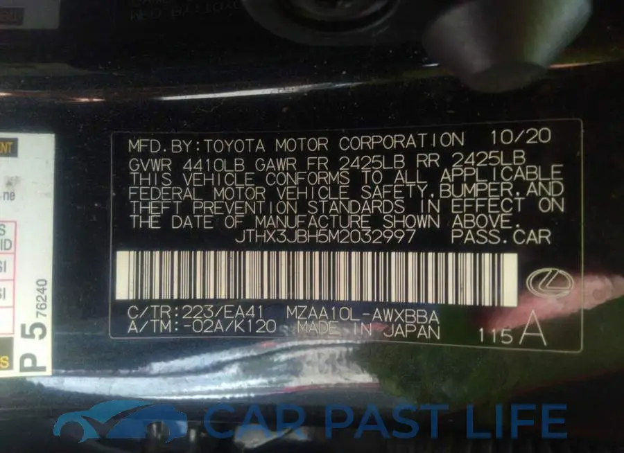 JTHX3JBH5M2032997# 9