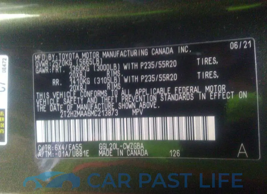 2T2HZMAA6MC213873# 9